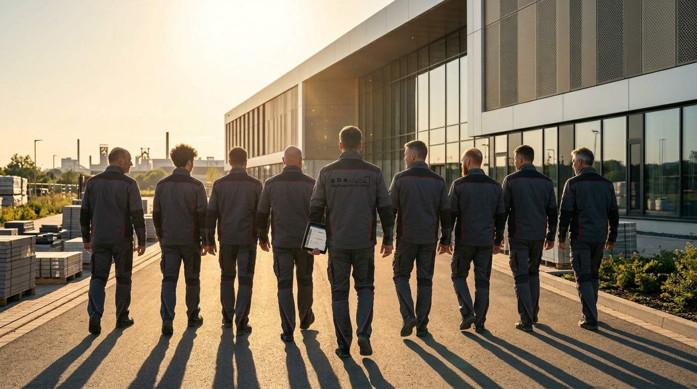 Das kompetente Team der BDA Baudesign Akustik GmbH bei der Arbeit auf der Baustelle